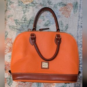 Dooney & Bourke Vintage Leather Orange Satchel Handbag Purse